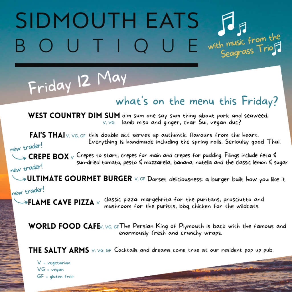 Sidmouth Eats Boutique menu and traders line up 12 May 2023